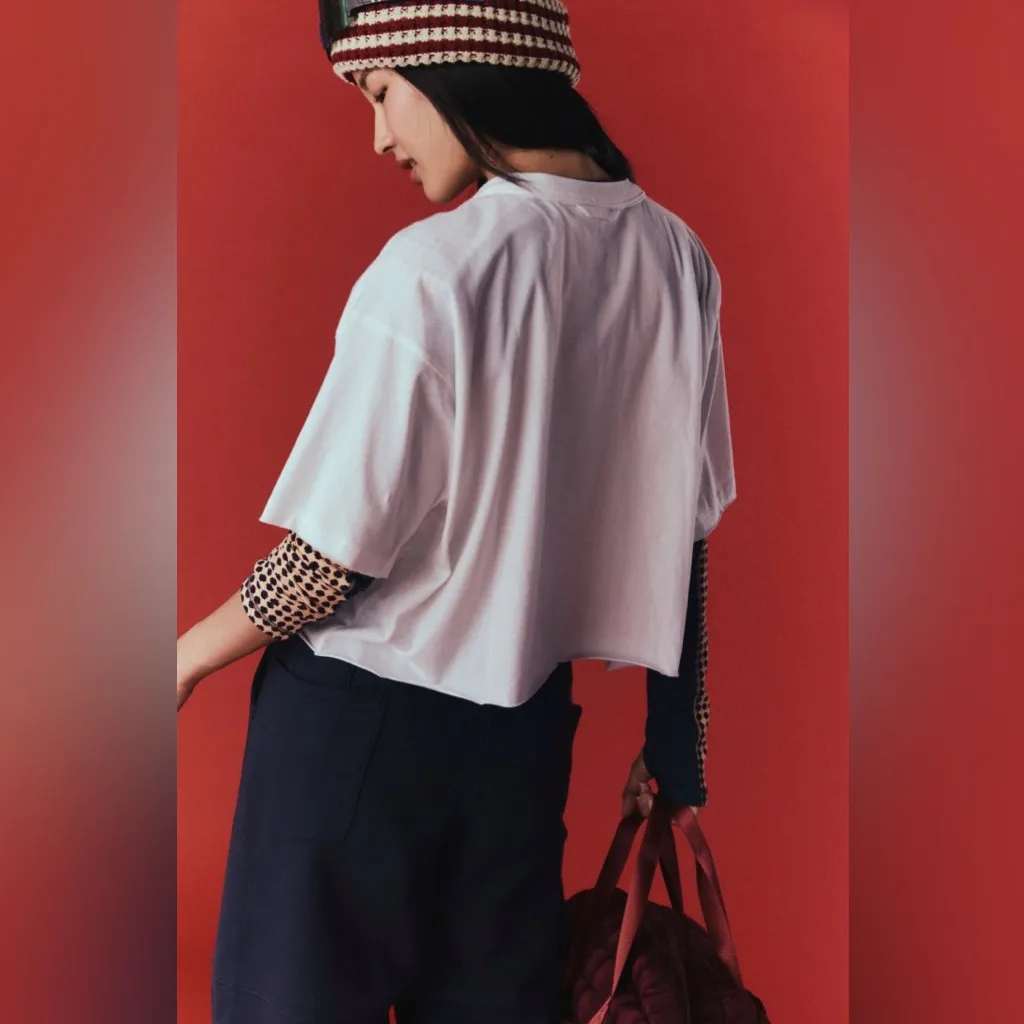 NWT Free People Movement Inspire Buti Logo Tee In White Combo Size L - Image 3