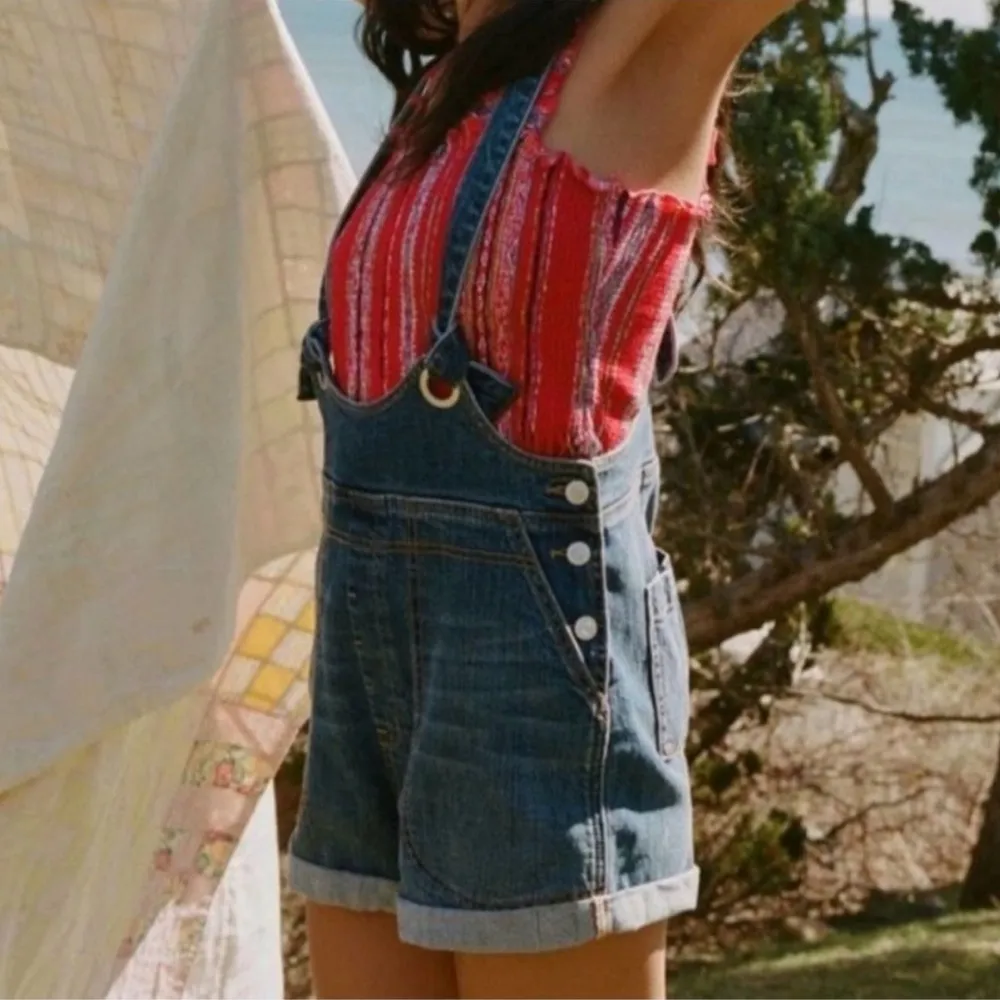 Anthropologie Pilcro Slouchy Denim Overalls Shortalls Size 27 Boho Chic Country - Image 4