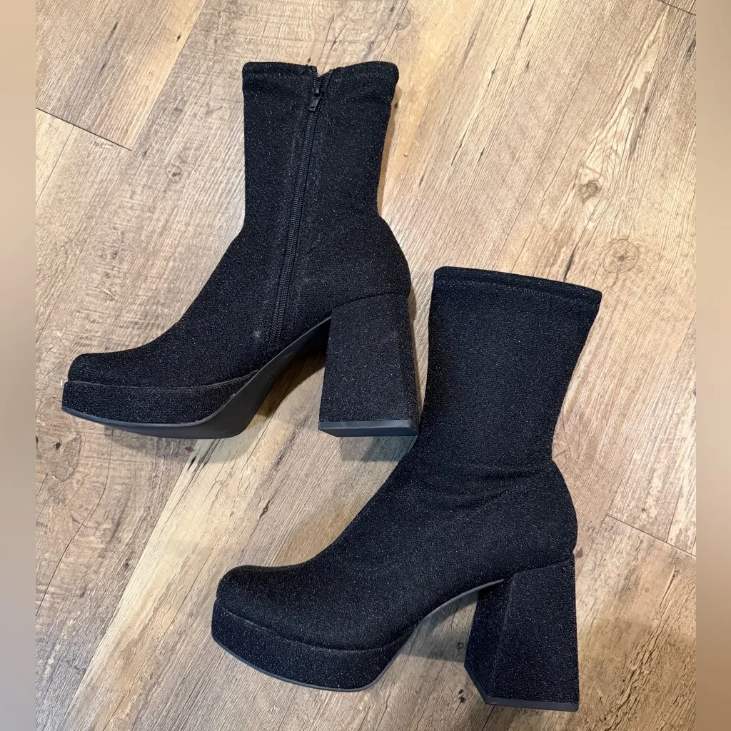 ABOUND Steffie Platform Bootie In Black Glitter 7.5 - Image 2