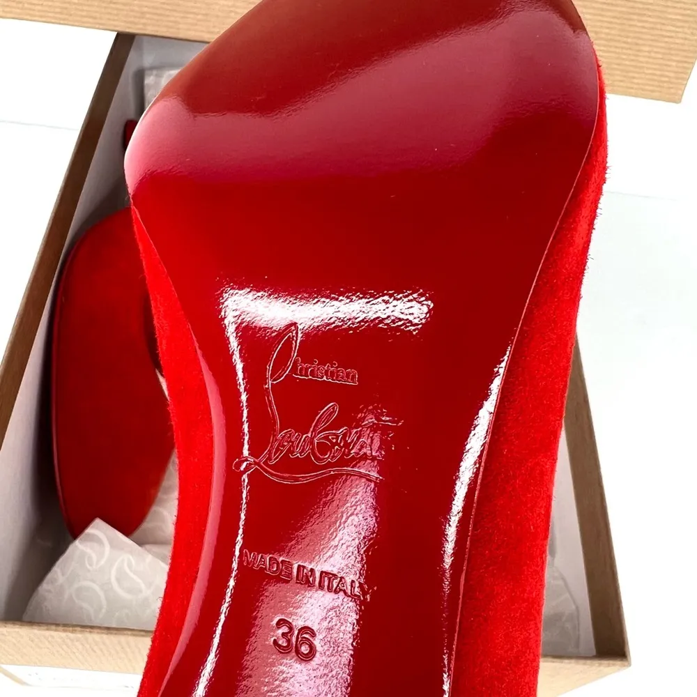 Christian Louboutin Stella 70mm Red Ole Suede Leather Heel Pumps Size EU 36 - Image 8