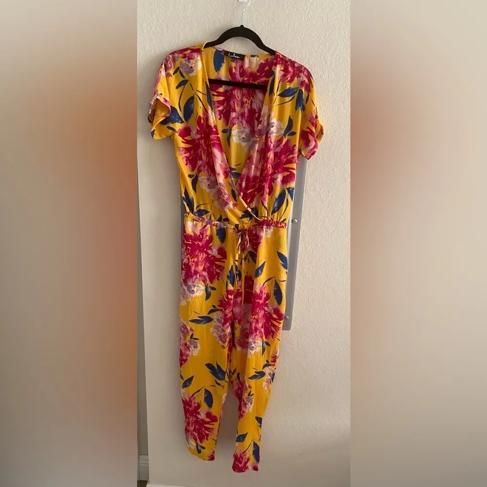 Lulu's Successful Statice Mustard Yellow Floral Jumpsuit - Image 4