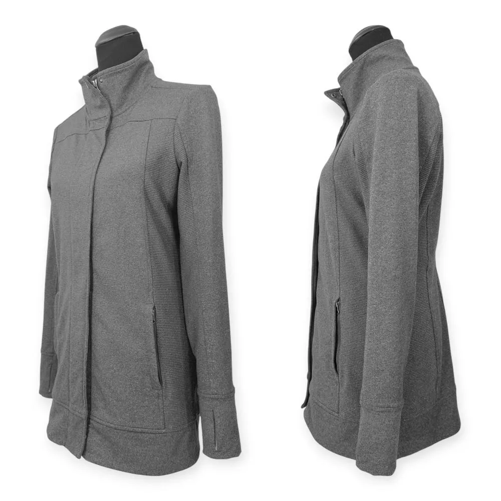 Athleta | S | Heather Gray Mid-Length Full Zip High Neck Activewear Jacket - Image 3