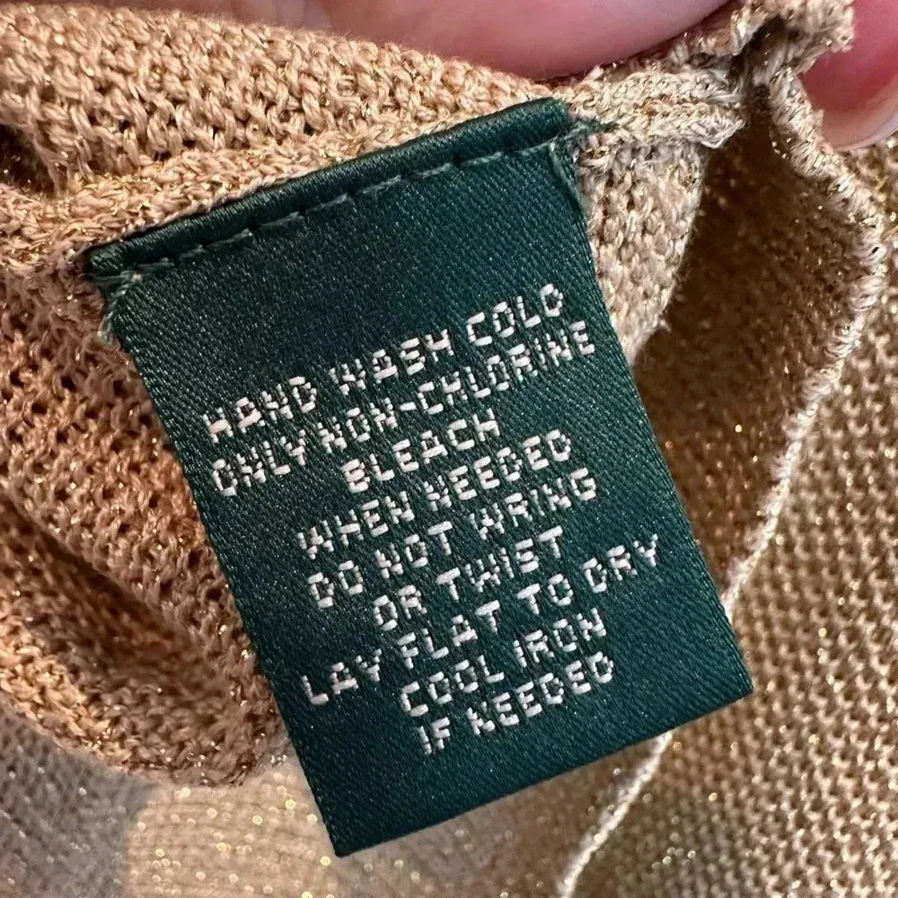 Lauren Ralph Lauren Metallic Gold Silk Blend Knit Button Down Cardigan Size XS - Image 10