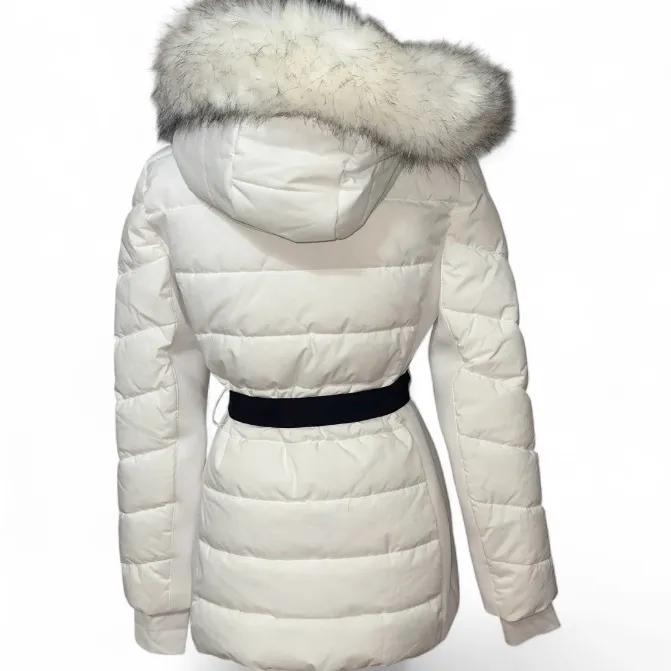 Michael Kors White Puffer Jacket with Fur Hood removable hood XS - Image 5