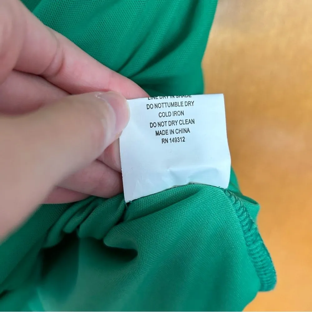 Selfie Leslie Dream Catcher Long Sleeve Ruched Mini Dress Green Size XL - Image 6