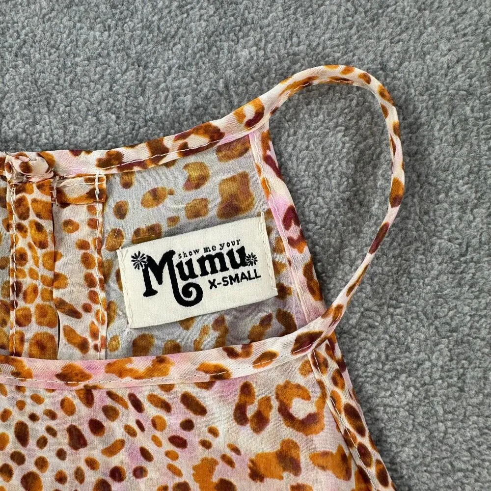 Show Me Your Mumu Animal Print Sheer High Neck Top Women's X-Small Buttons - Image 3