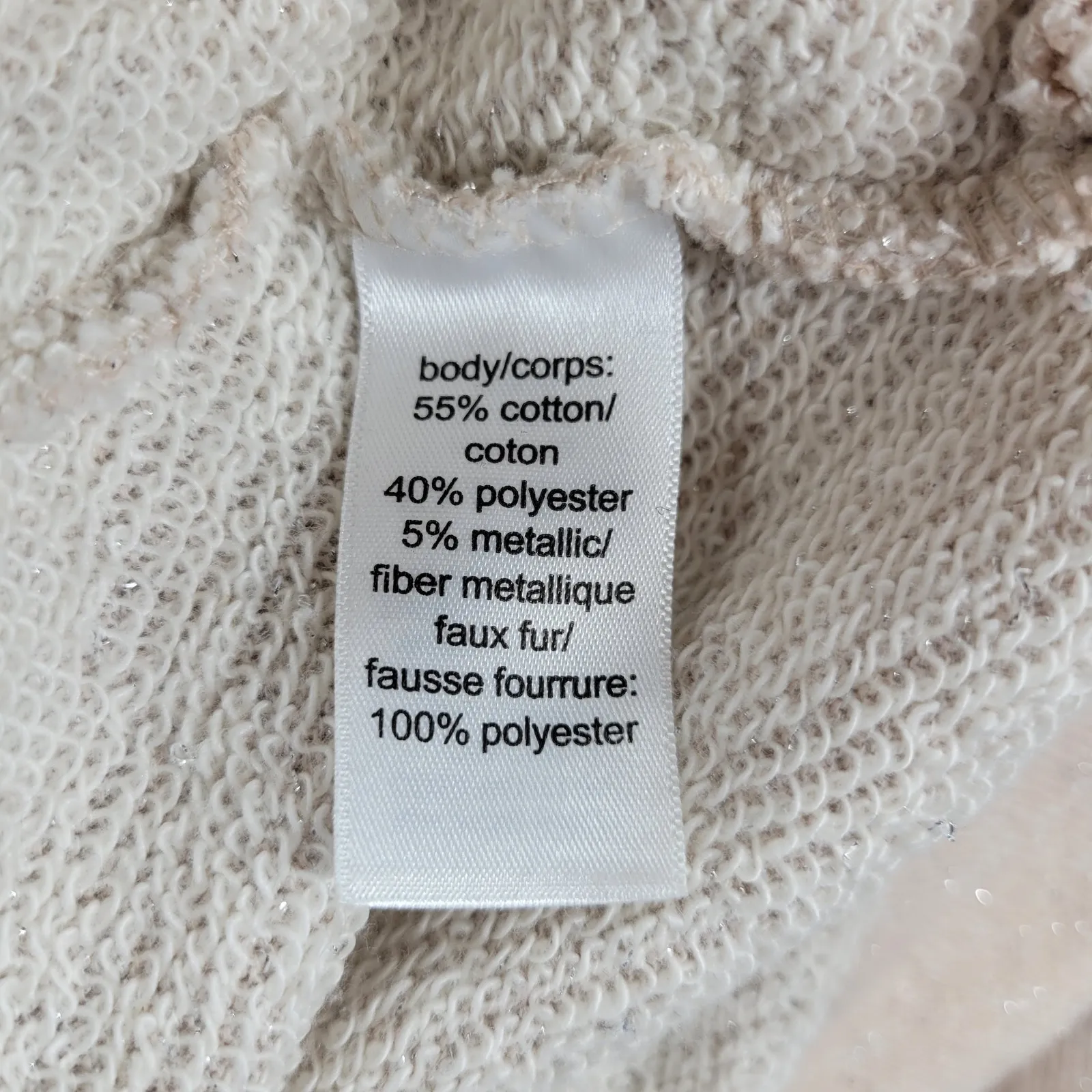 Maurices Sweatshirt Womens 1X Metallic Cream Faux Fur Cowl Neck Pullover Sweater - Image 6