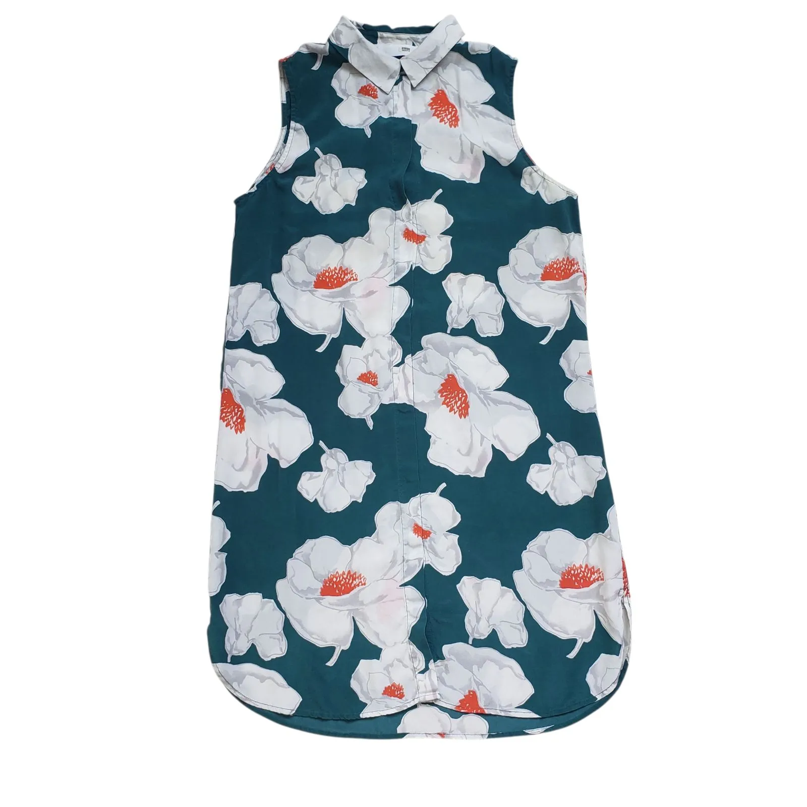 Equipment Janna Silk Dress Womens XS Floral Green Collar Button Front Sleeveless - Image 9