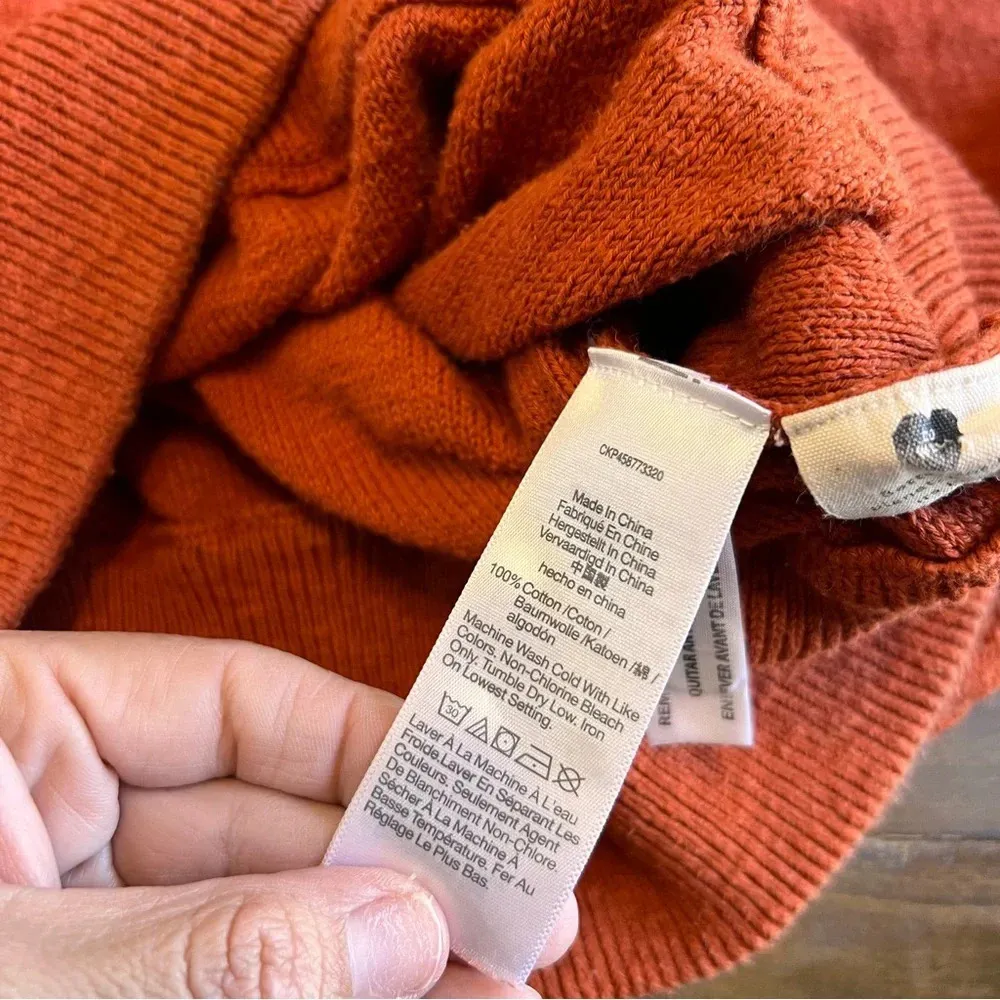 Madewell Clairview Hoodie Sweater Crop Sporty Short Textured Vintage Orange XXS - Image 13