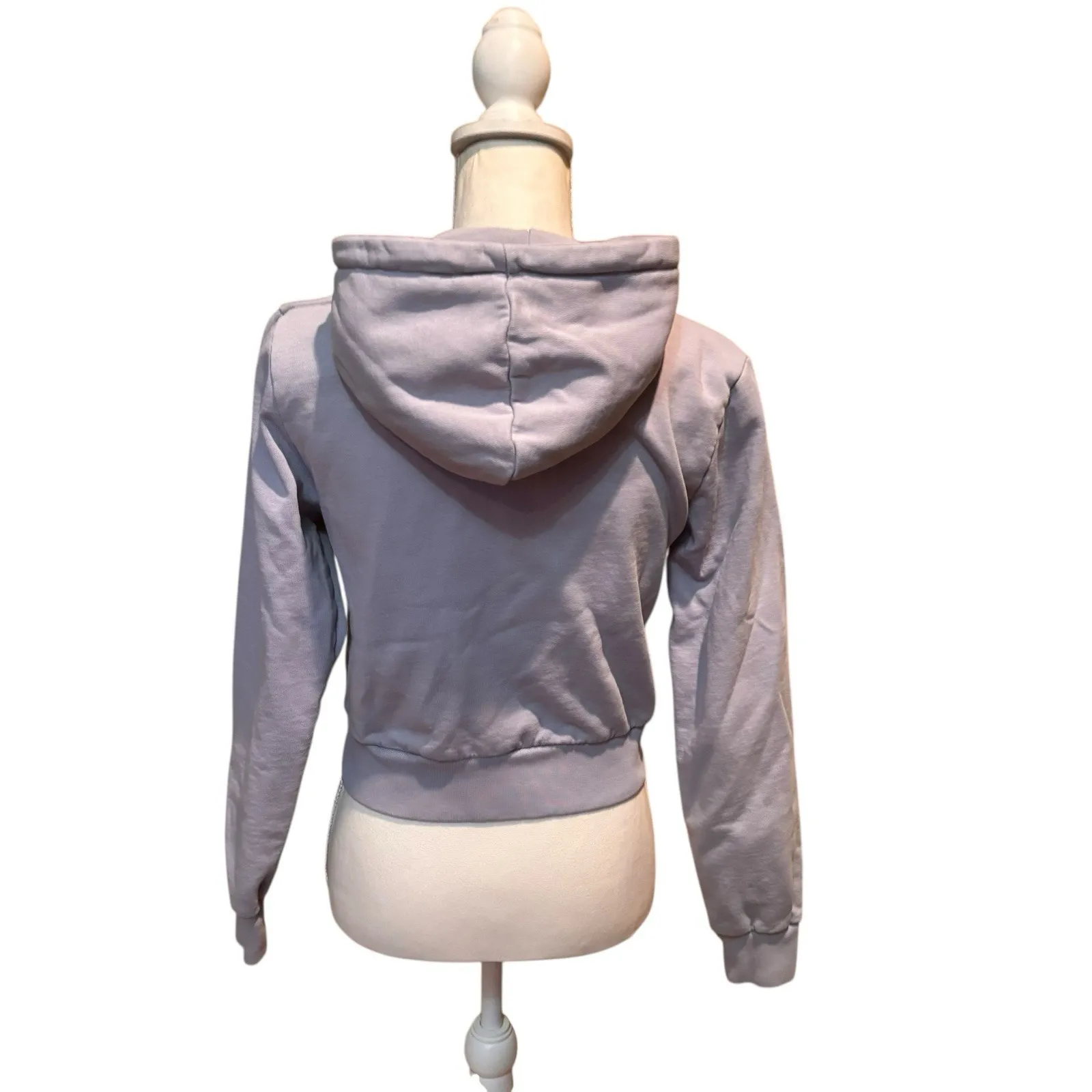 John Galt Zip Up Hoodie One Size Lavender Purple California Cropped Sweatshirt - Image 2
