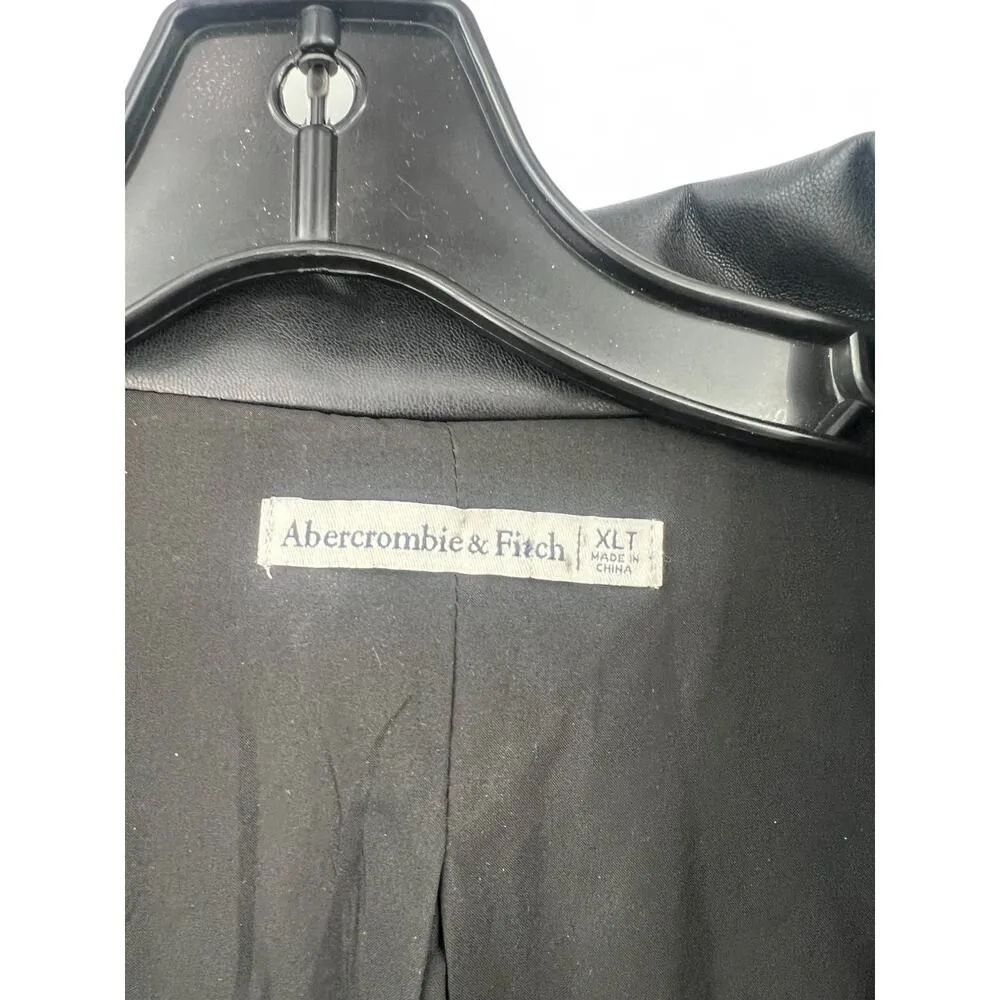 ABERCROMBIE & FITCH XL Blazer Dress Jacket Faux Leather Oversized Women's Black - Image 4