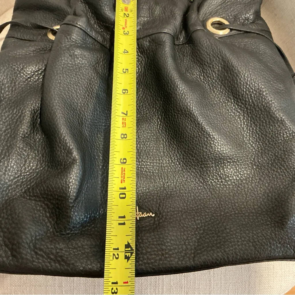 Cole Haan hobo bag black pebble leather shoulder bag large bag tote tassel cinch - Image 6