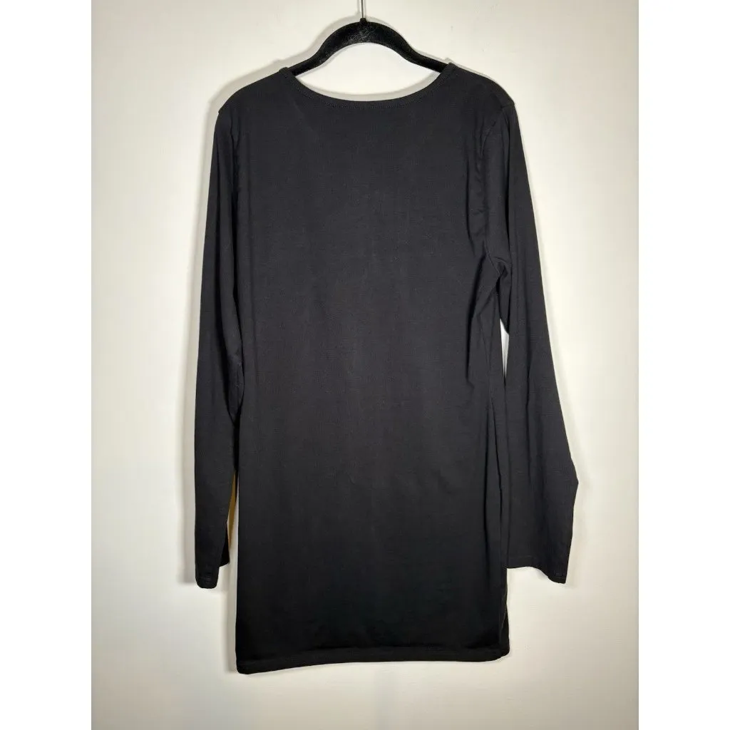 VON DUTCH Size XL Black Long-Sleeve Logo T-Shirt Dress - Image 5