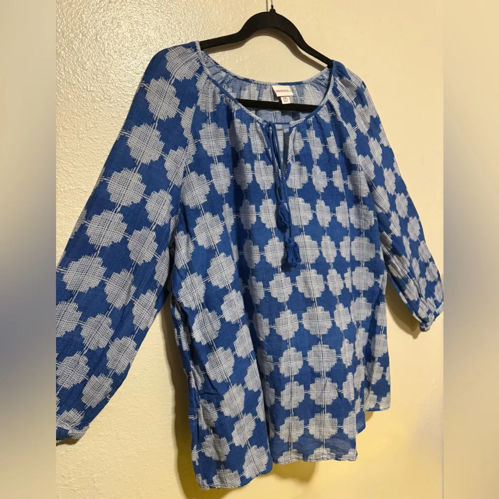 Merona Tie Front Patterned Long Sleeve Top | Shirt - Image 3