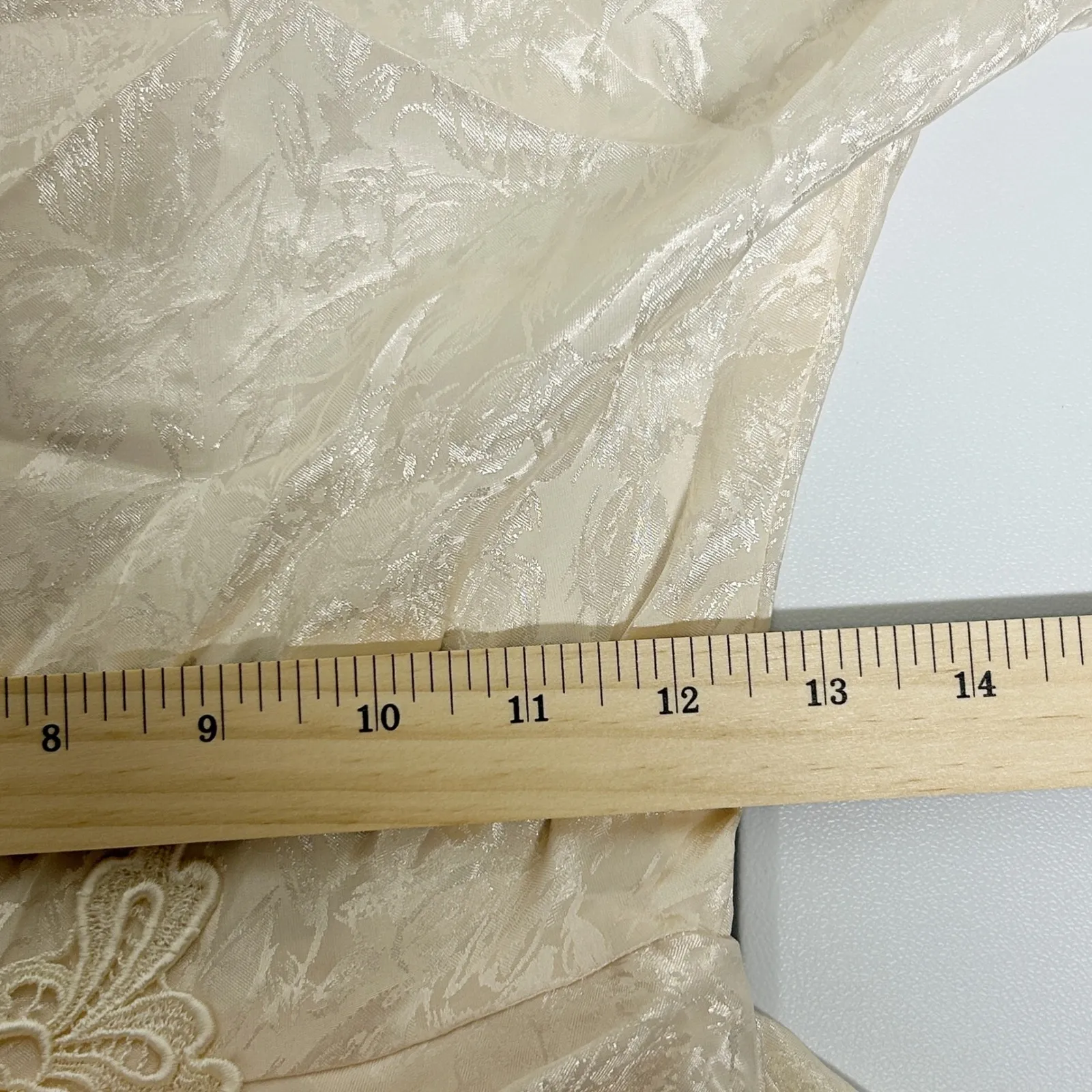 Janelle Womens Romantic Cottage Vintage 80s Ivory Jacquard Formal Dress Size 5/6 - Image 12