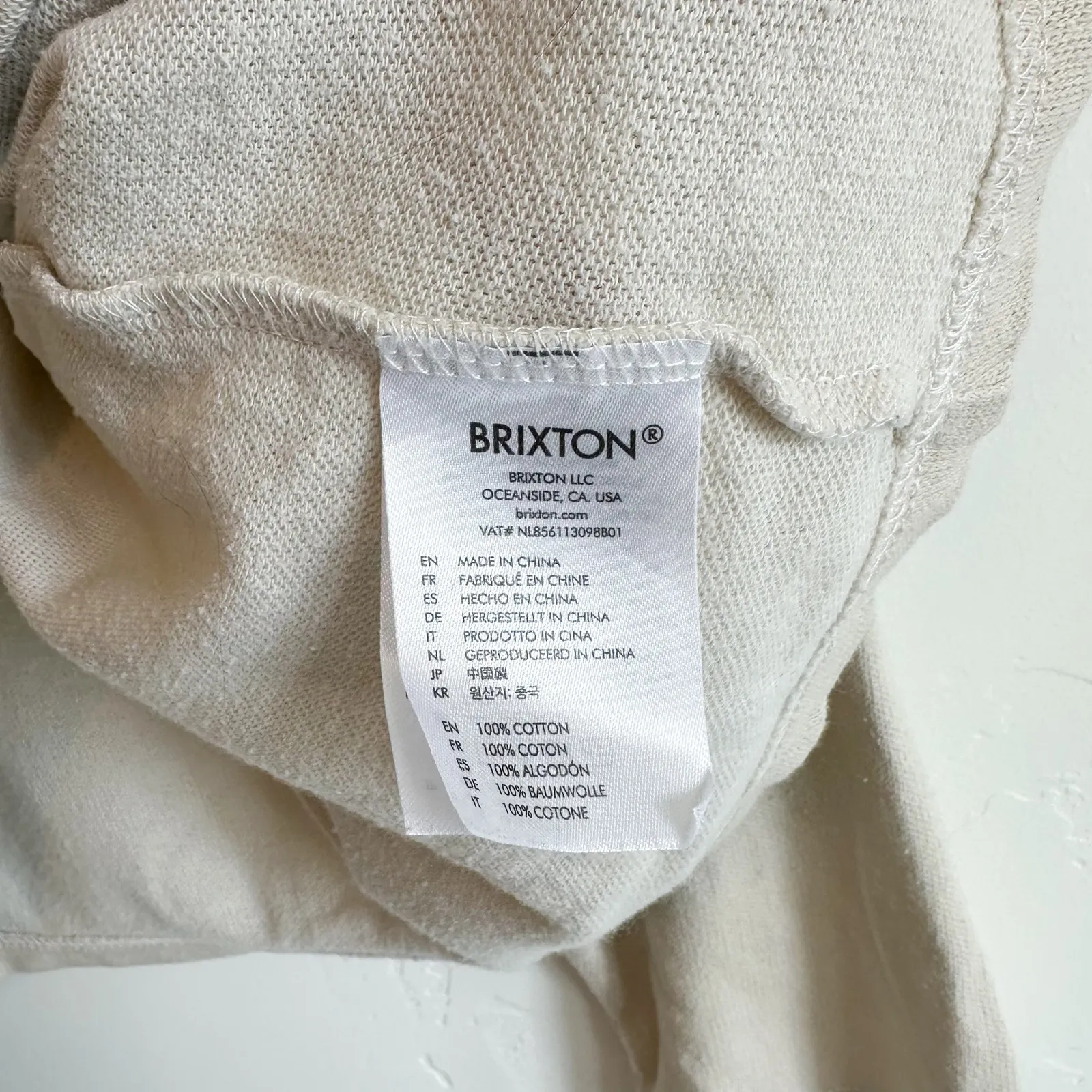 Brixton | "Brxton‎ 77" 100% Cotton Knit Long Sleeve Shirt in Tan & Black, Medium Brown - Image 6
