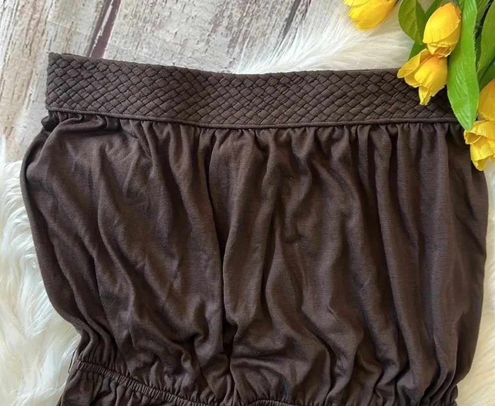 Women Long Flowing Maxi Brown Dress Size M - Image 4