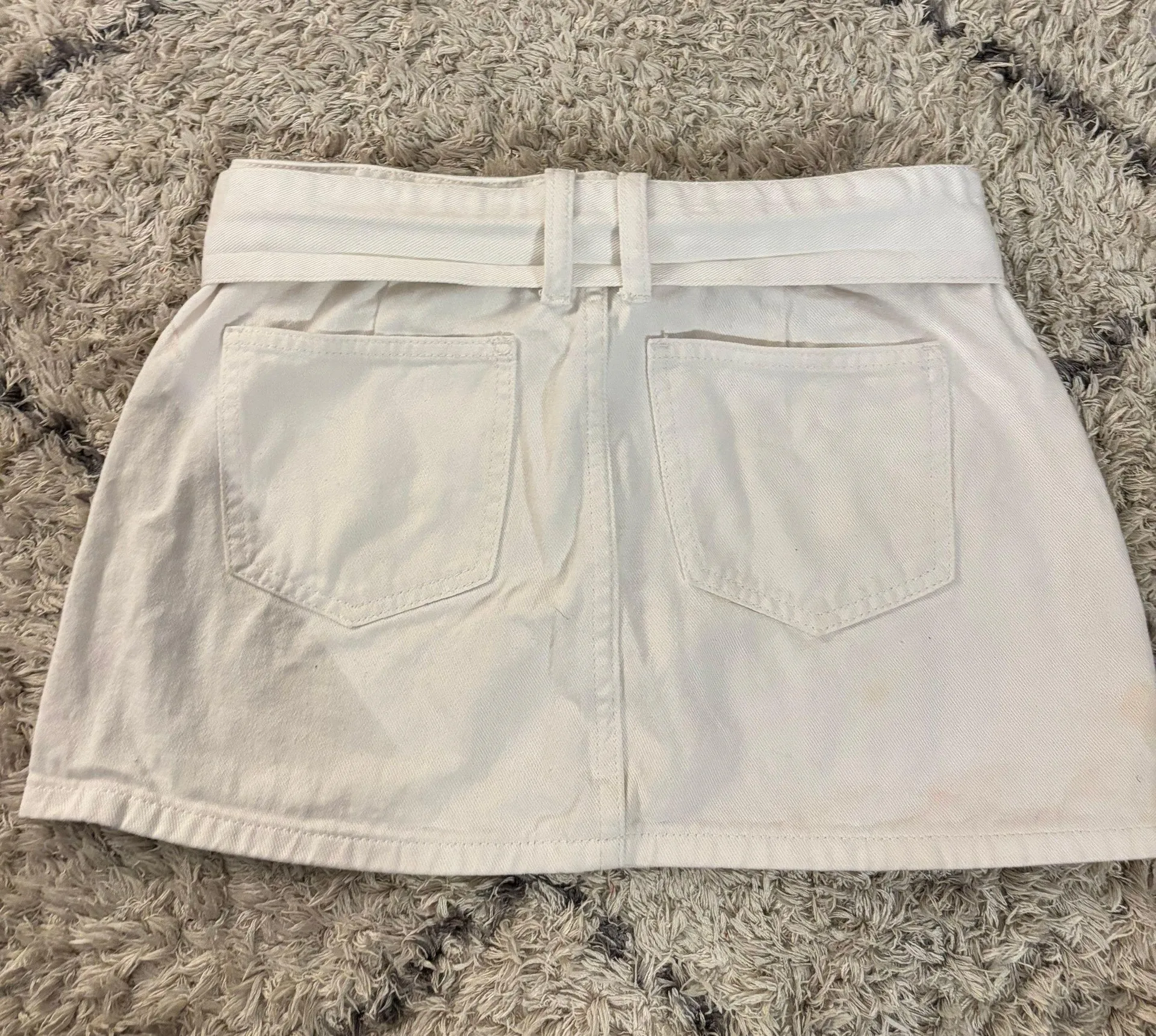 White Denim Skirt With Belt - Image 2