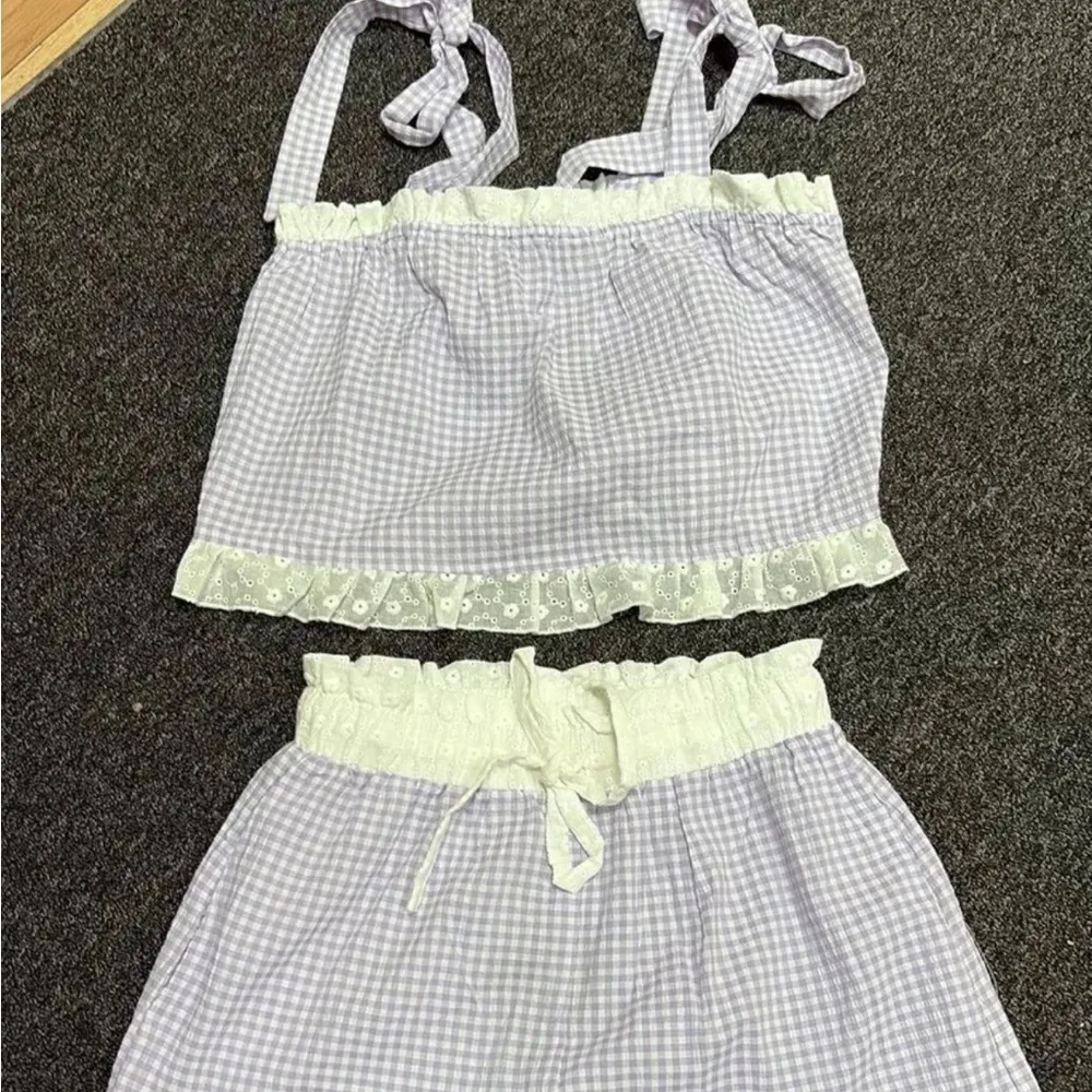 Le Lis Purple and White Ruffle Trim Pajama Set - Image 4