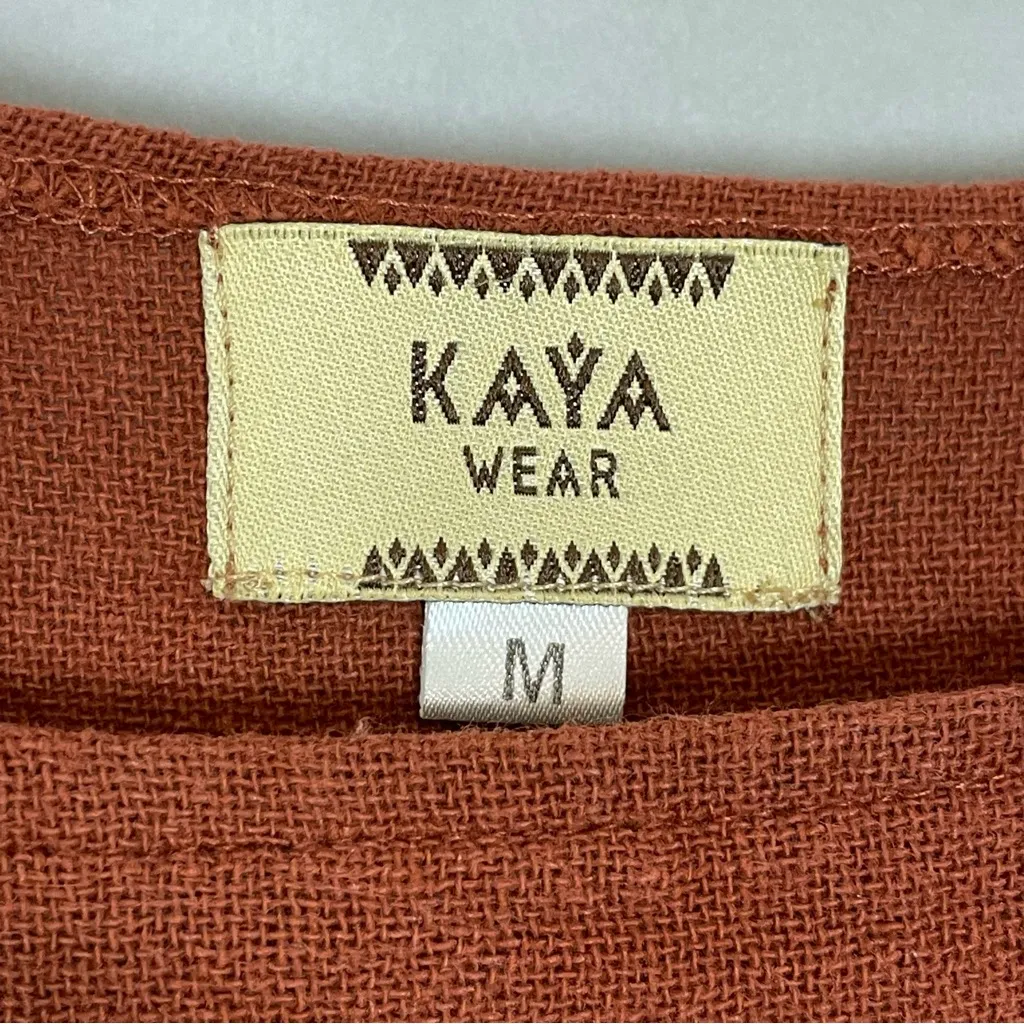 Overalls Slouchy Kaya Wear Relaxed‎ Fit Brown Women Sz Medium Rolled Cuff Cotton - Image 4