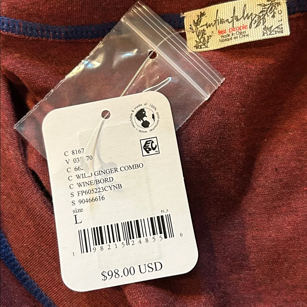 Free People Chill Evening Knit Pajama Set in Burgundy Wild Ginger Combo Large - Image 8