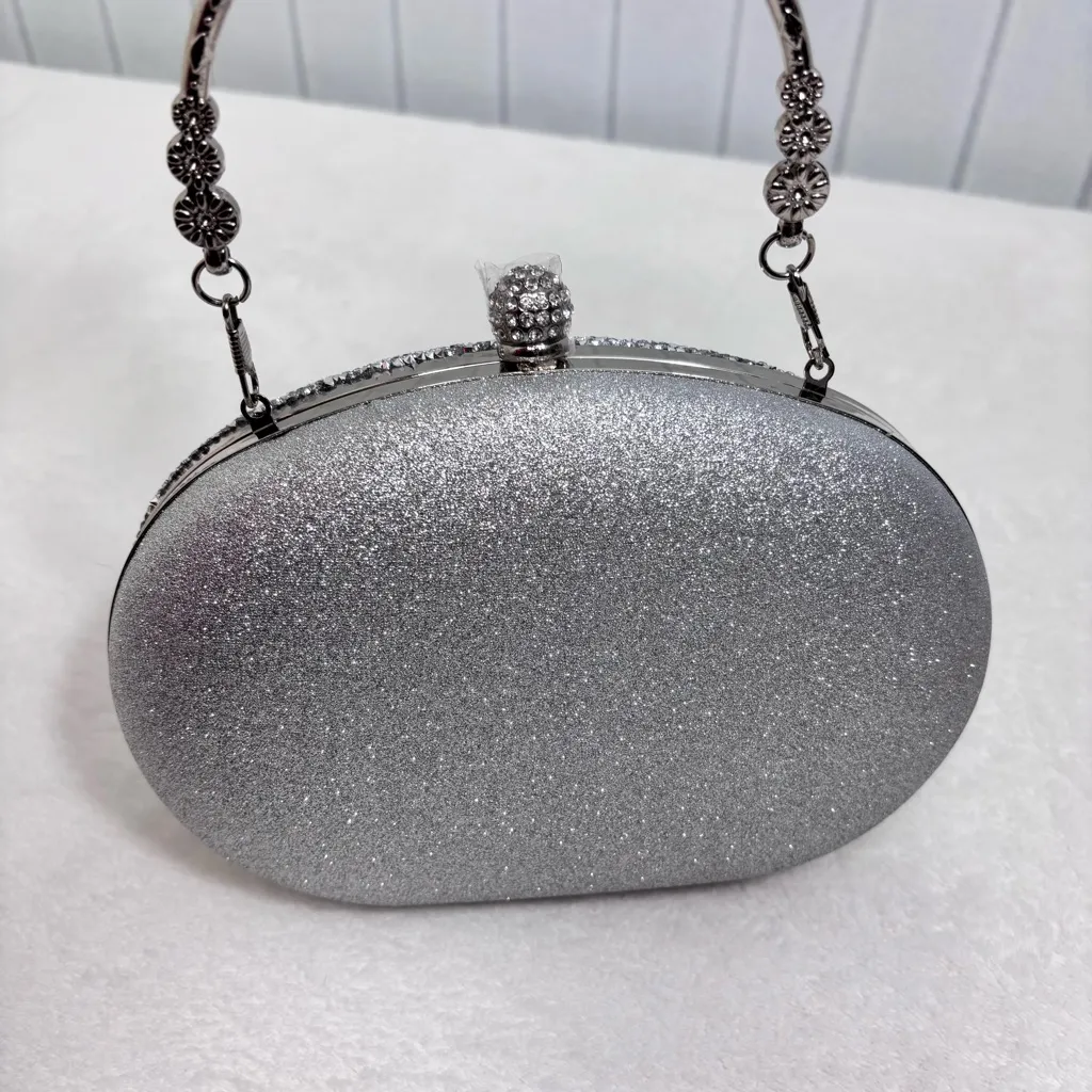 Luxury Evening Bag‎ Wedding Bags Ladies Phone Pocket Purse Wallet for Party Silver - Image 6