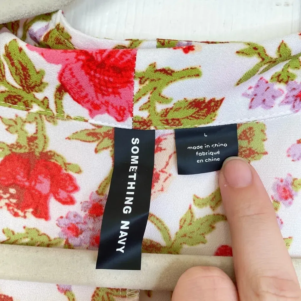 SOMETHING NAVY Red Poppy Gina Floral Coverup Robe Size Large Swim Beach Pool - Image 5