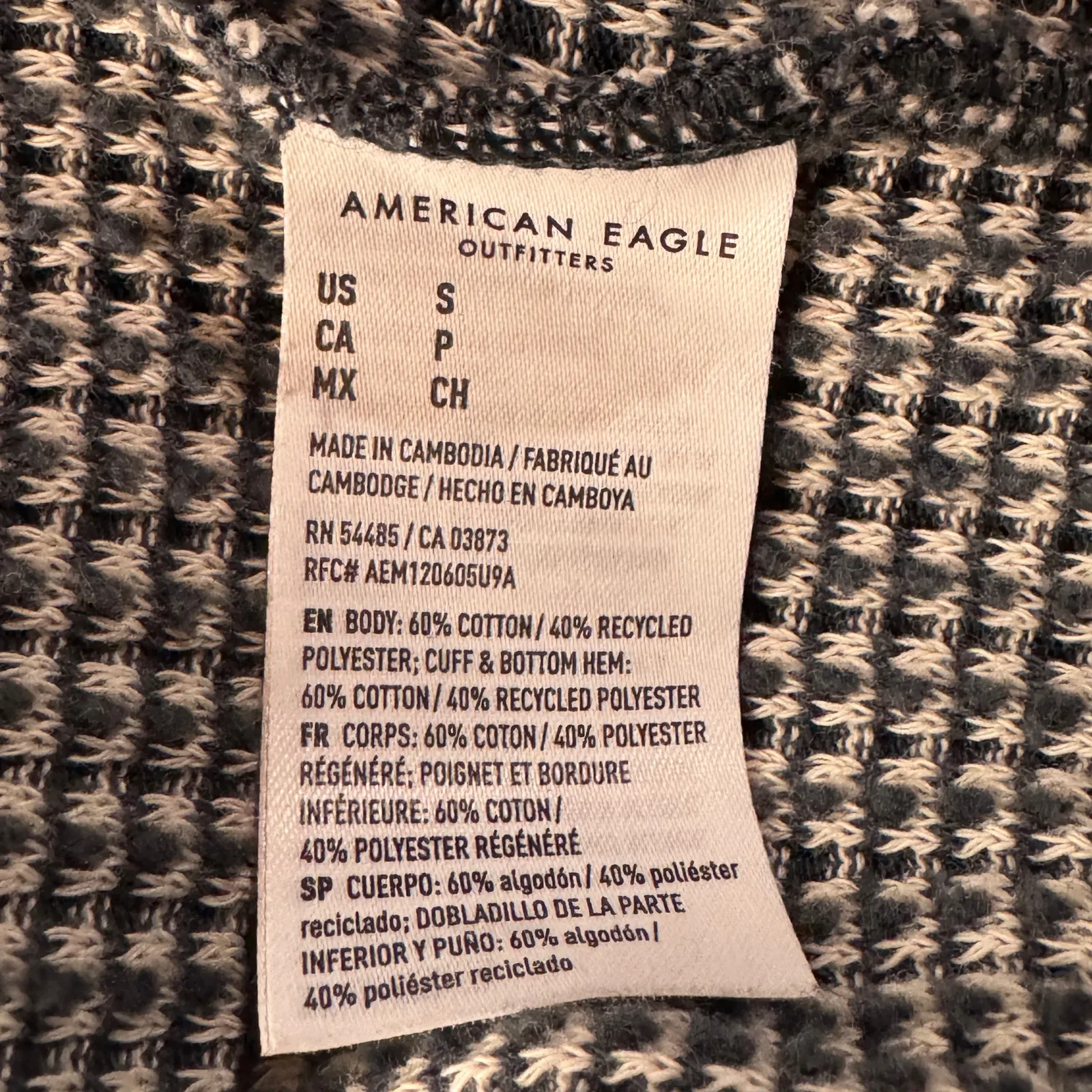 American Eagle Small Big Hug Sweater Waffle Knit V-Neck Oversized Long Sleeves - Image 9