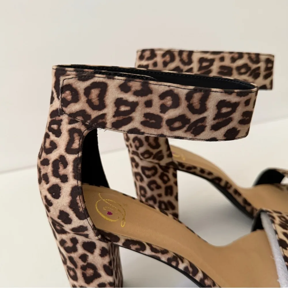 Animal Print Nude Dress Heels Size 9 Slip On Strap Classy Chic Elegant Modest Brown - Image 3