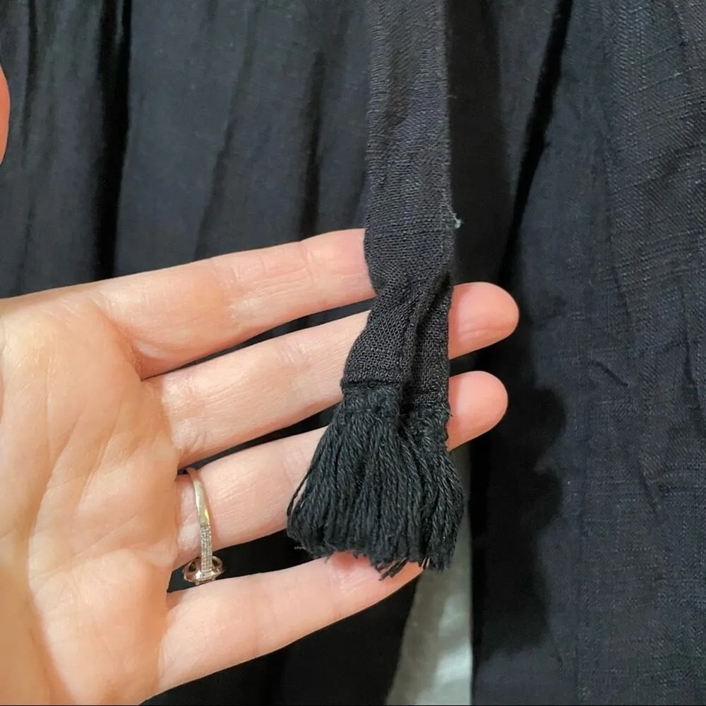 L Space Black Cropped Straight Leg Tie Waist Casual Pants Womens S Revolve Beach - Image 3