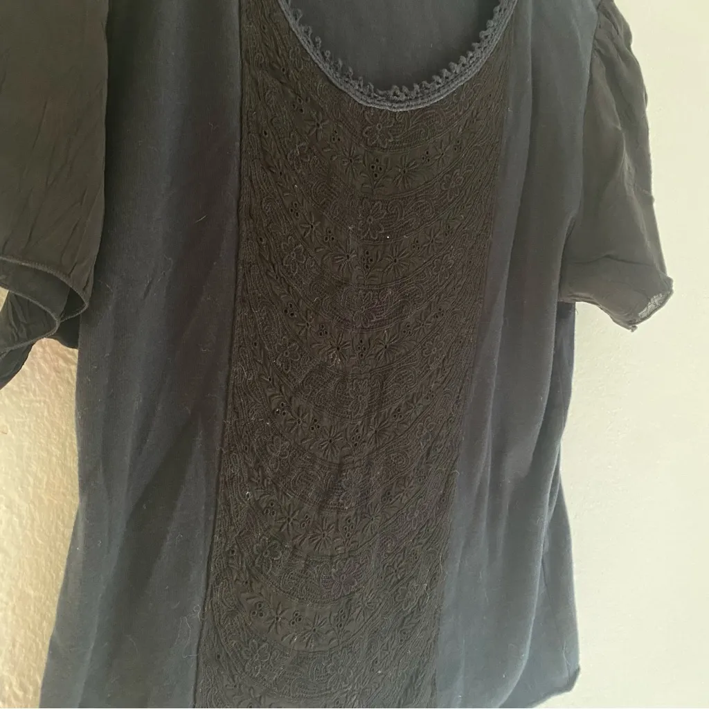 Johnny Was Elegant Navy Blue & Black Blouse - Image 2