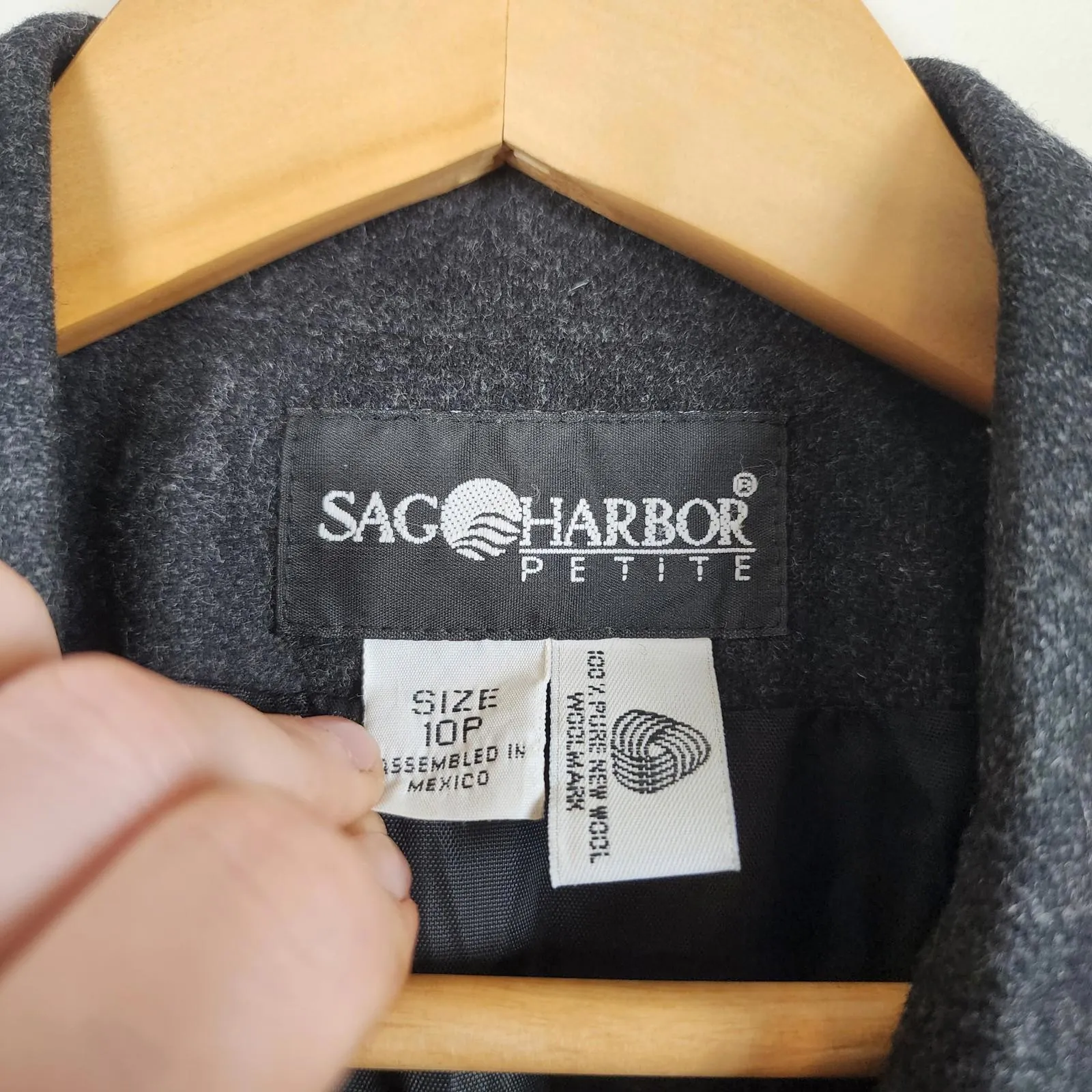 Vintage Sag Harbor Wool Blazer Jacket Women 10 Petite Heather Grey Preppy 90s - Image 3