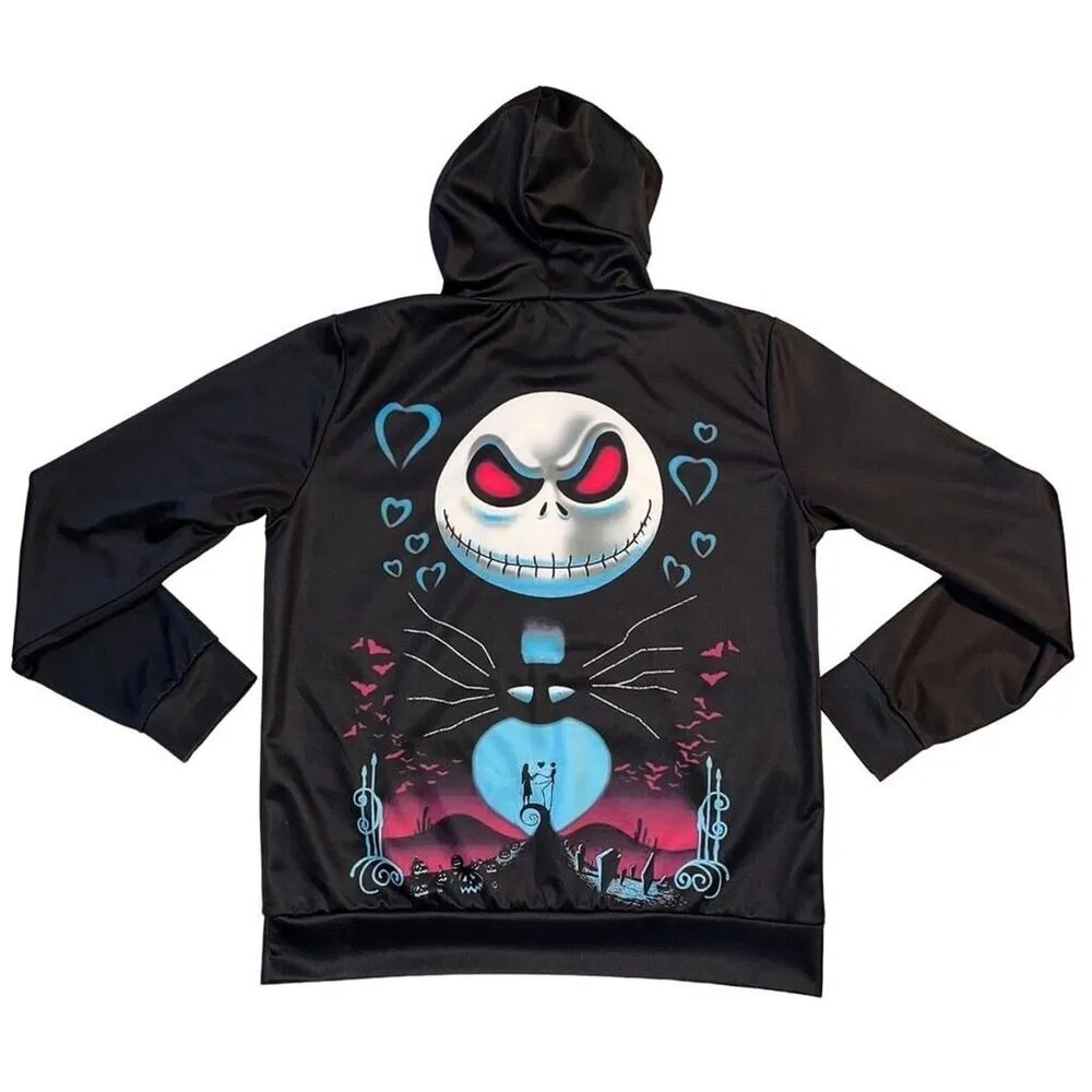 Unisex Hoodie Sweatshirt Nightmare Before Christmas Jack Sally Black Medium - Image 6