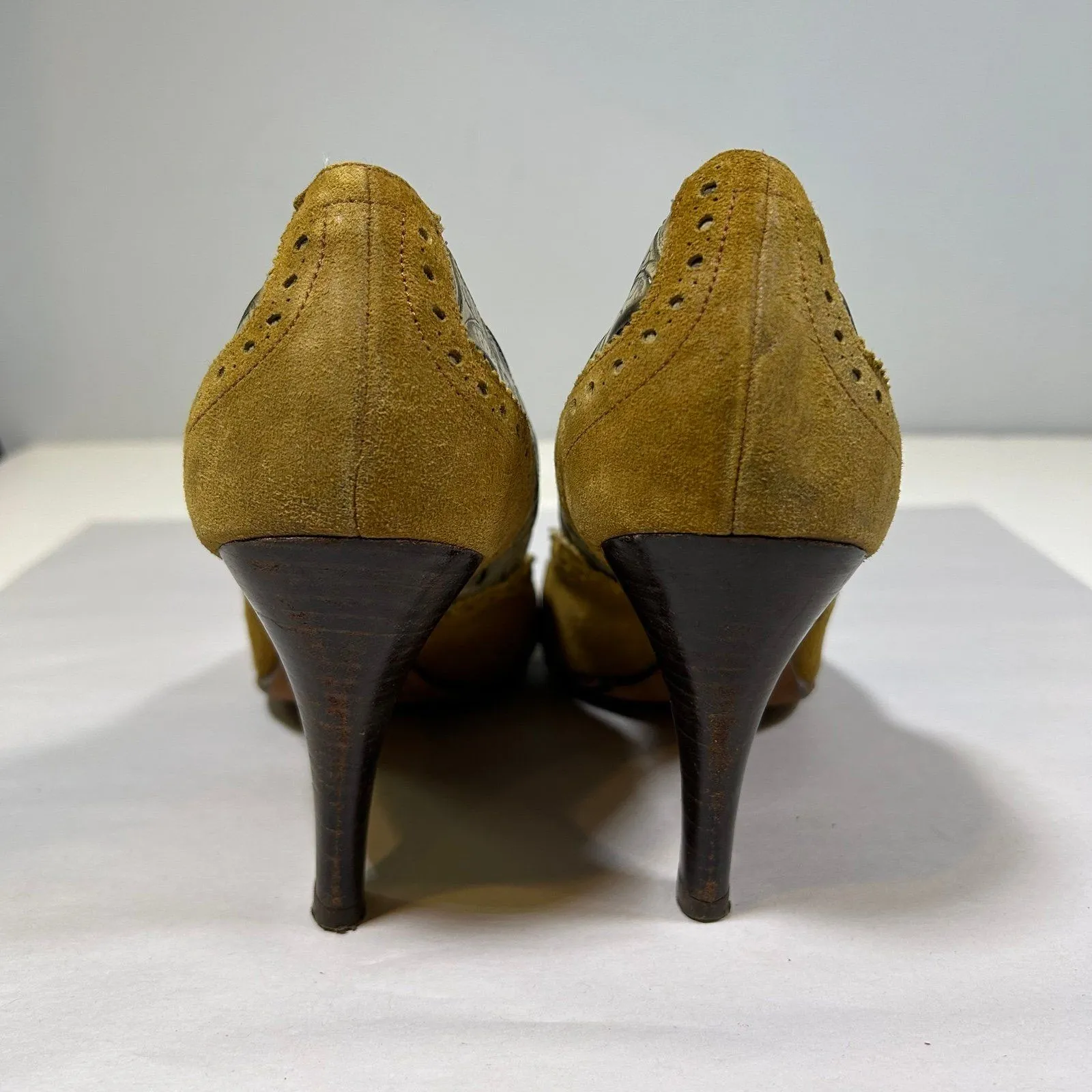 Vintage Kenneth Cole‎ NY Mixed Media Heels Pumps Women’s 7 Made in Spain Brown - Image 7