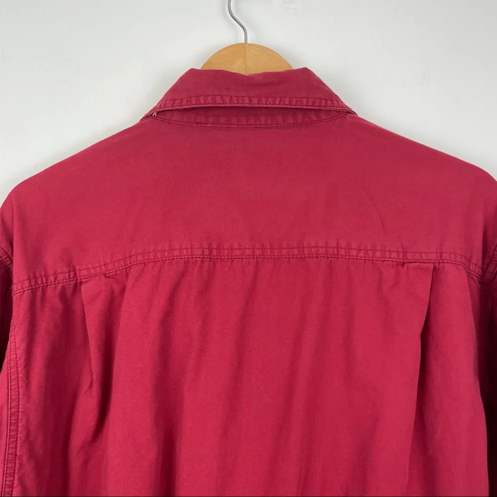 Wrangler Red Flannel Lined Shaket Cotton Button Up Shirt Jacket - Image 10