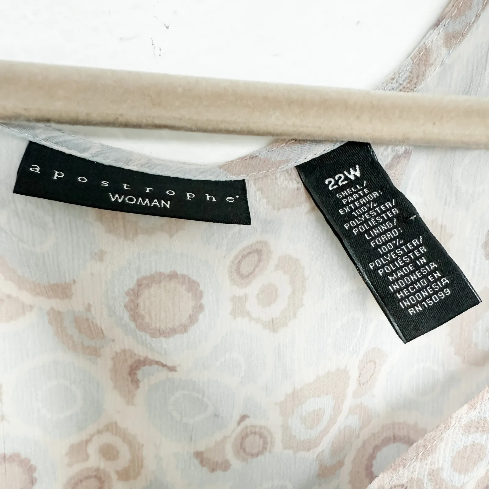 Apostrophe Womens Blouse Size 22W Blue Sheer Boho Peasant Romantic Tie Sleeve - Image 3