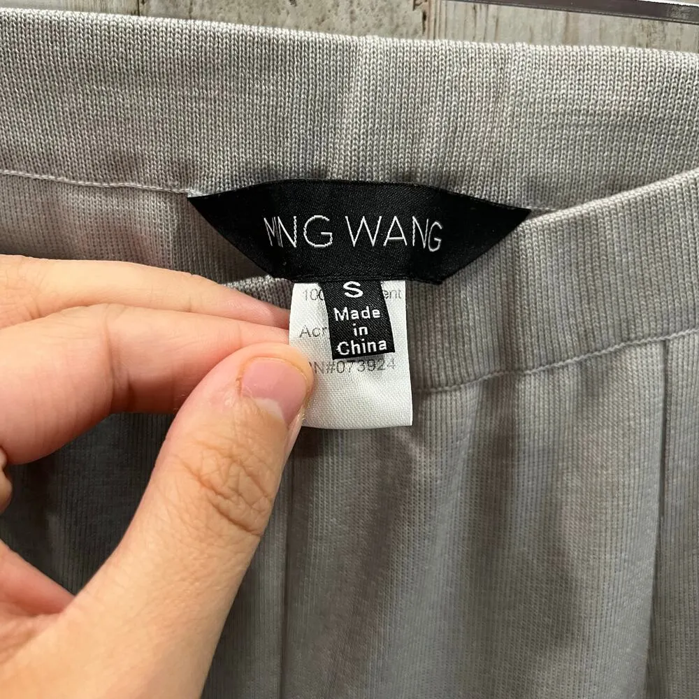 Ming Wang Gray Knit Pull On High Waisted Straight Pants Womens Size Small - Image 3