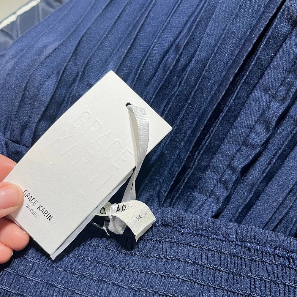 Grace Karin Women's Wrap V-Neck Sleeveless Midi Dress Pleated Skirt XL NWT - Image 5