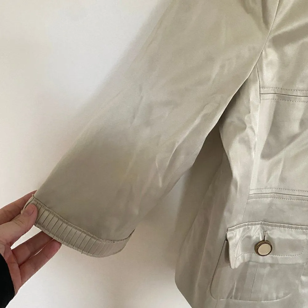 NWT Loft  Pleated Collar and Sleeve Jacket Beige Size 16 - Image 2