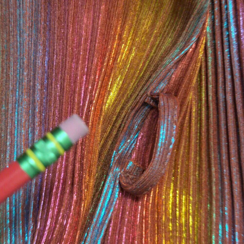 BURU Multicolor Metallic Striped Ruffled Sleeve Blouse Size XS S Blue - Image 5