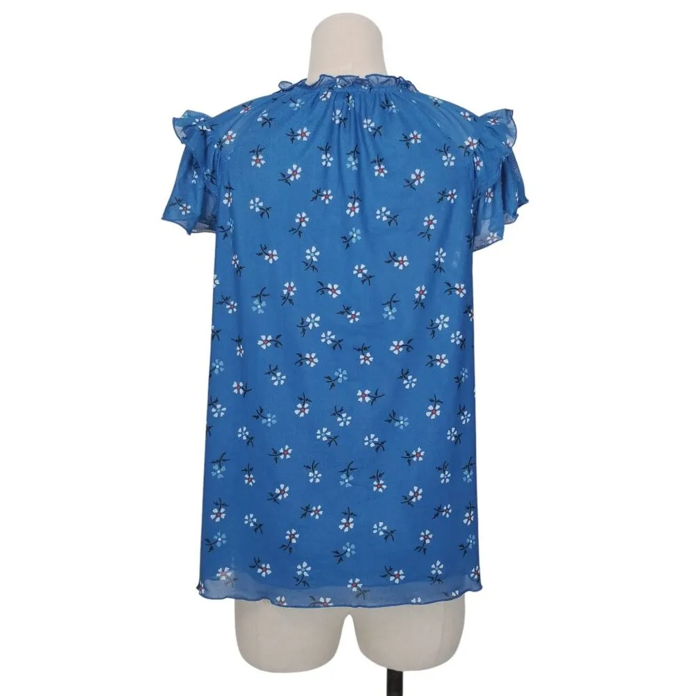 NWT Draper James Raelynn Top Blue Aster Flutter Sleeve Blouse Sz Small - Image 4