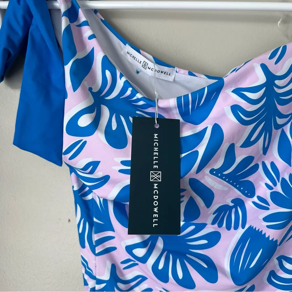 Michelle Mcdowell Women’s Floral Blue Mia One Shoulder One Piece Swimsuit Small - Image 7
