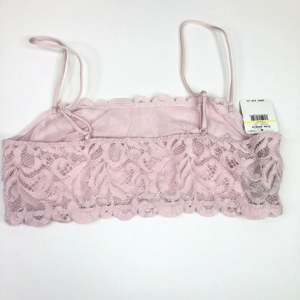 NEW Free People Reese Lace Bralette Powder Pink XS OB989654 - Image 6