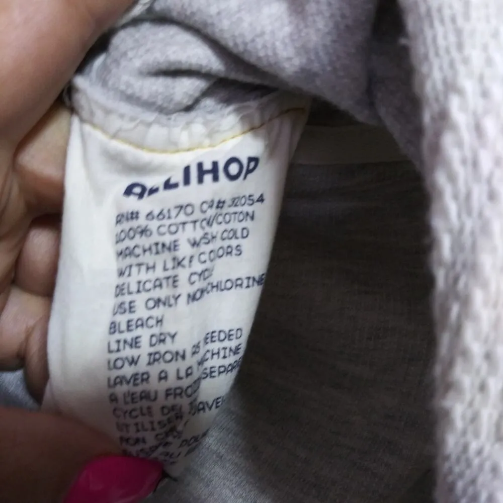 Anthropologie Alihop Gray Knit Peplum 3/4 Sleeve Button Up Jacket Size M - Image 7