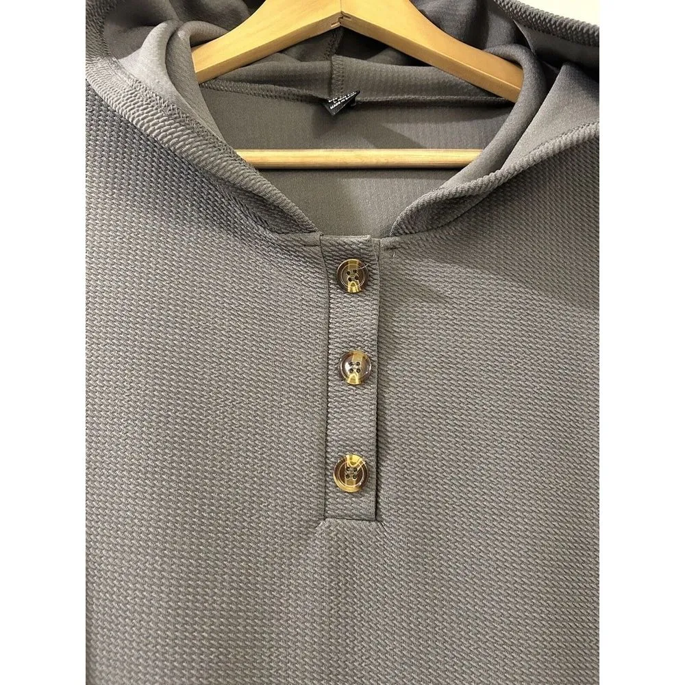 Shein Hoodie Sweatshirt Textured Gray Women’s Size Large NWOT Casual Comfortable - Image 9