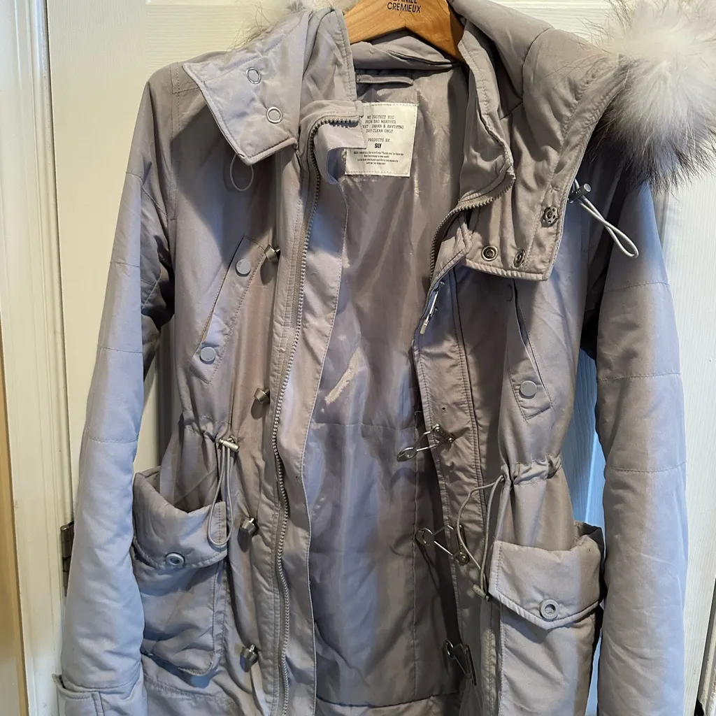 SLY Military Buckle Steel Parka Gray Japanese Size 1 Vintage Utility Jacket Fur - Image 10