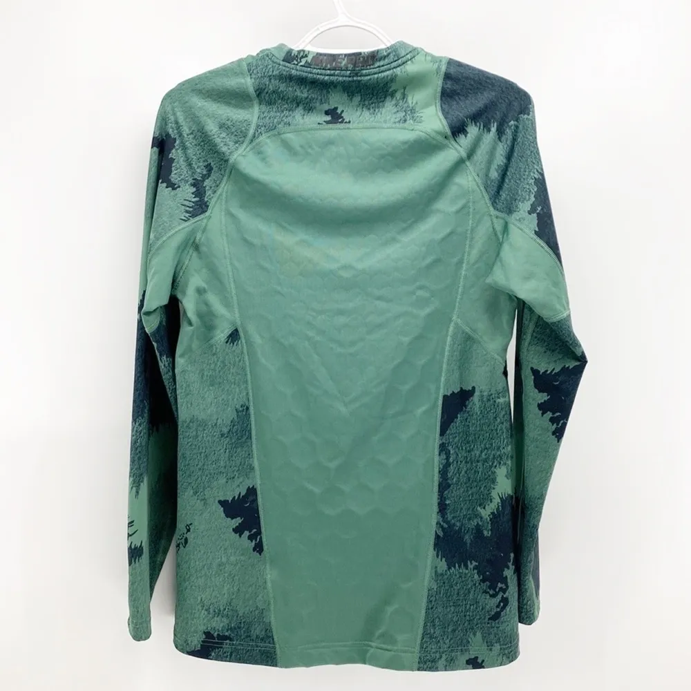 Nike Pro HyperWarm Long Sleeve Running Shirt Green Camo - Image 7