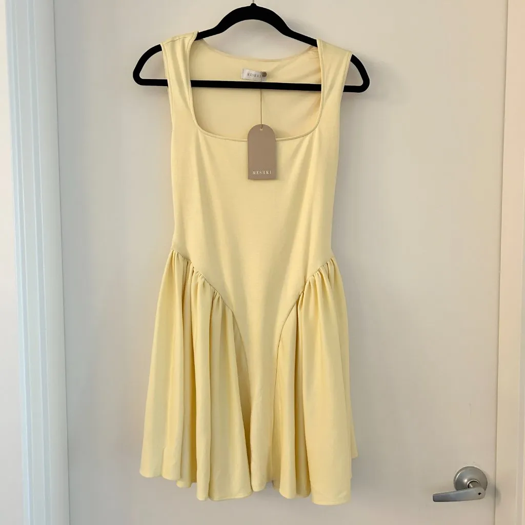 Meshki Sharon Scuba Jersey Mini Dress in Pastel Lemon Size L NWT - Image 4