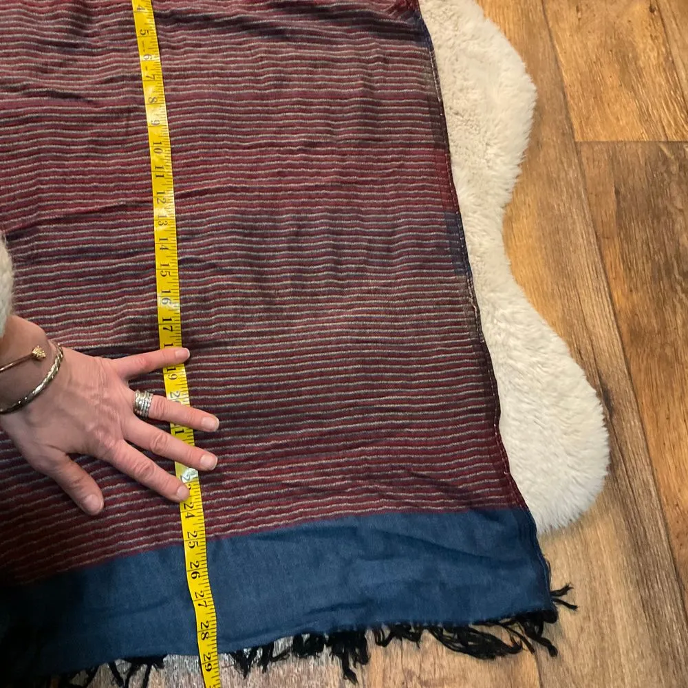 Pashmina Scarf‎ Wrap Shawl Stripe 21"x 60" Burgndy Blue Brown Tan - Image 6