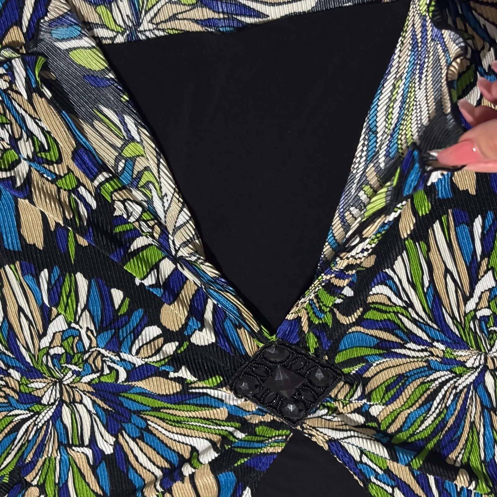 Fashion Bug Women's 1X Pleated Floral Print 3/4 Sleeve Blouse Bold Layered - Image 8